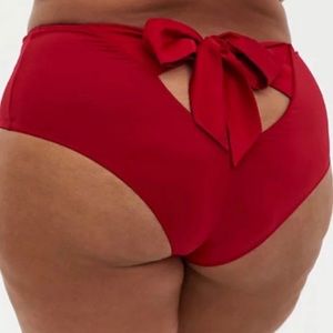 🆕 Red Satin Bow Cutout Cheeky Panty 1 1X 14 16 NWT Torrid New!